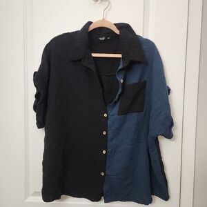 5/$30 SHEIN Black and Blue Button-Up Shirt SIZE 4x